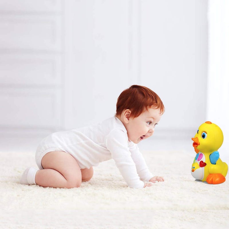 Yiosion Musical Flapping Yellow Duck Interactive Action Educational Learning Walking Light Up Dancing Toy for 1 Year Old Baby Toddler Infant - Image 2